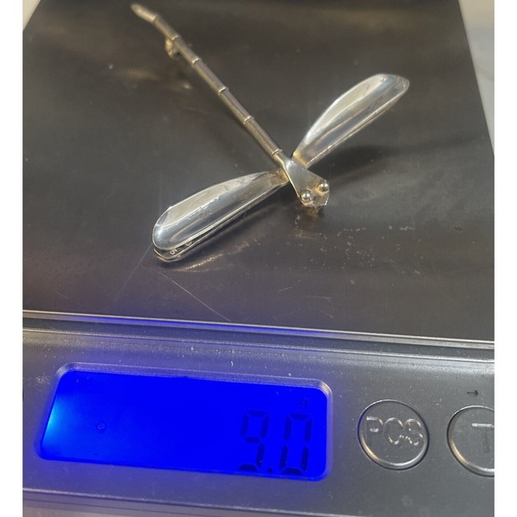 MEXICO STERLING SILVER 3D DRAGONFLY VINTAGE PIN BROOCH - Picture 6 of 6